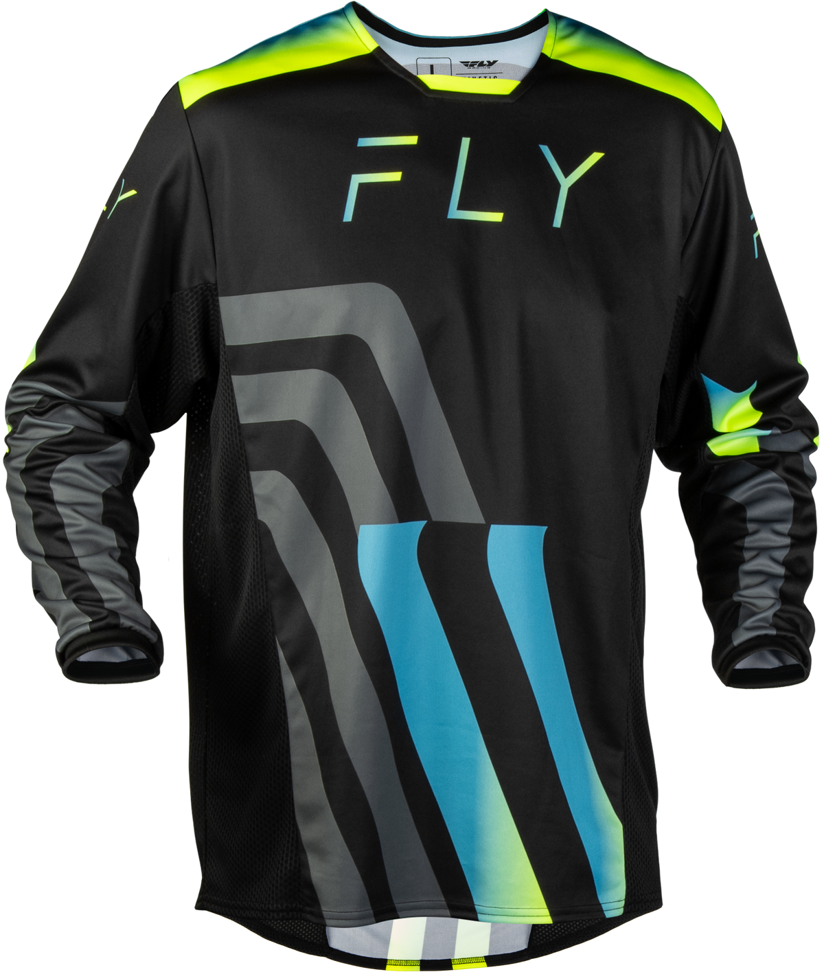 Fly Racing Kinetic Volt Jersey 2027 Black/Grey/Teal/Yellow