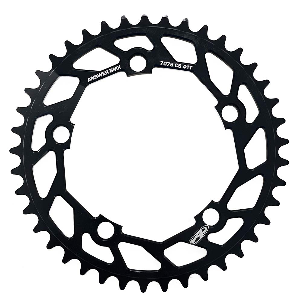 Answer Typhoon C5 5-bolt Chainring - Black / 34t, Black / 36t, Black / 37t, Black / 39t, Black / 40t, Black / 42t, Black / 43t, Black / 44t, Black / 45t, Black / 46t