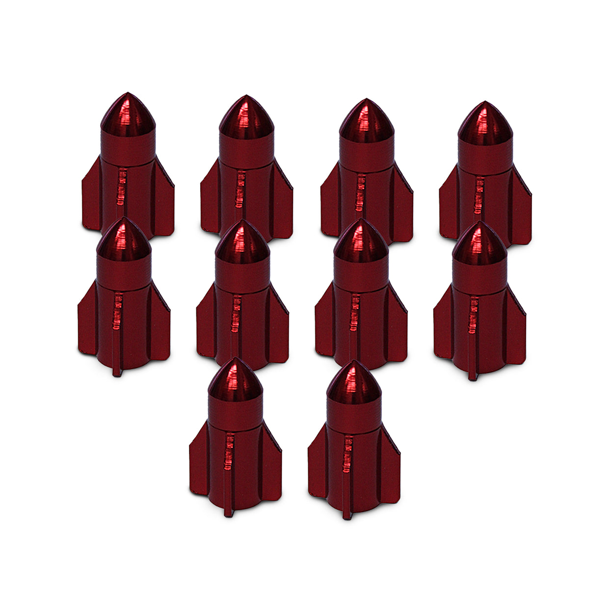 Valve Cap - Rocket Ship - Red