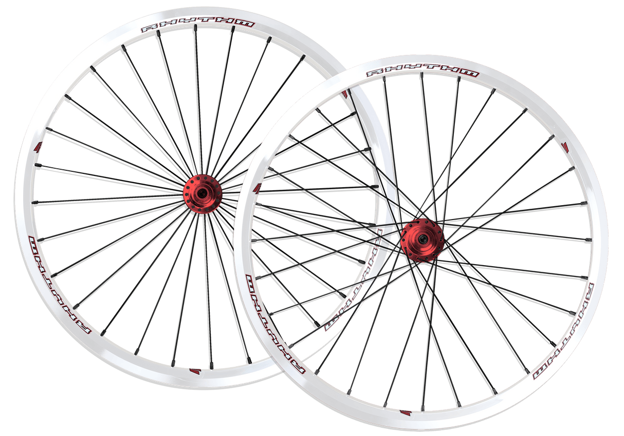 Crupi Parts Custom Wheels White Rim / Red Hub / Silver Nipple Custom 24 x 1-3/8" Crupi 28H Cruiser Wheelset