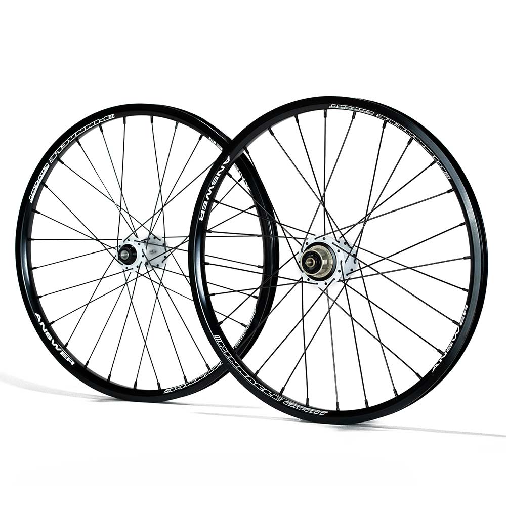 Answer BMX Expert Holeshot Wheelsets - 24 Black Rim White Hub