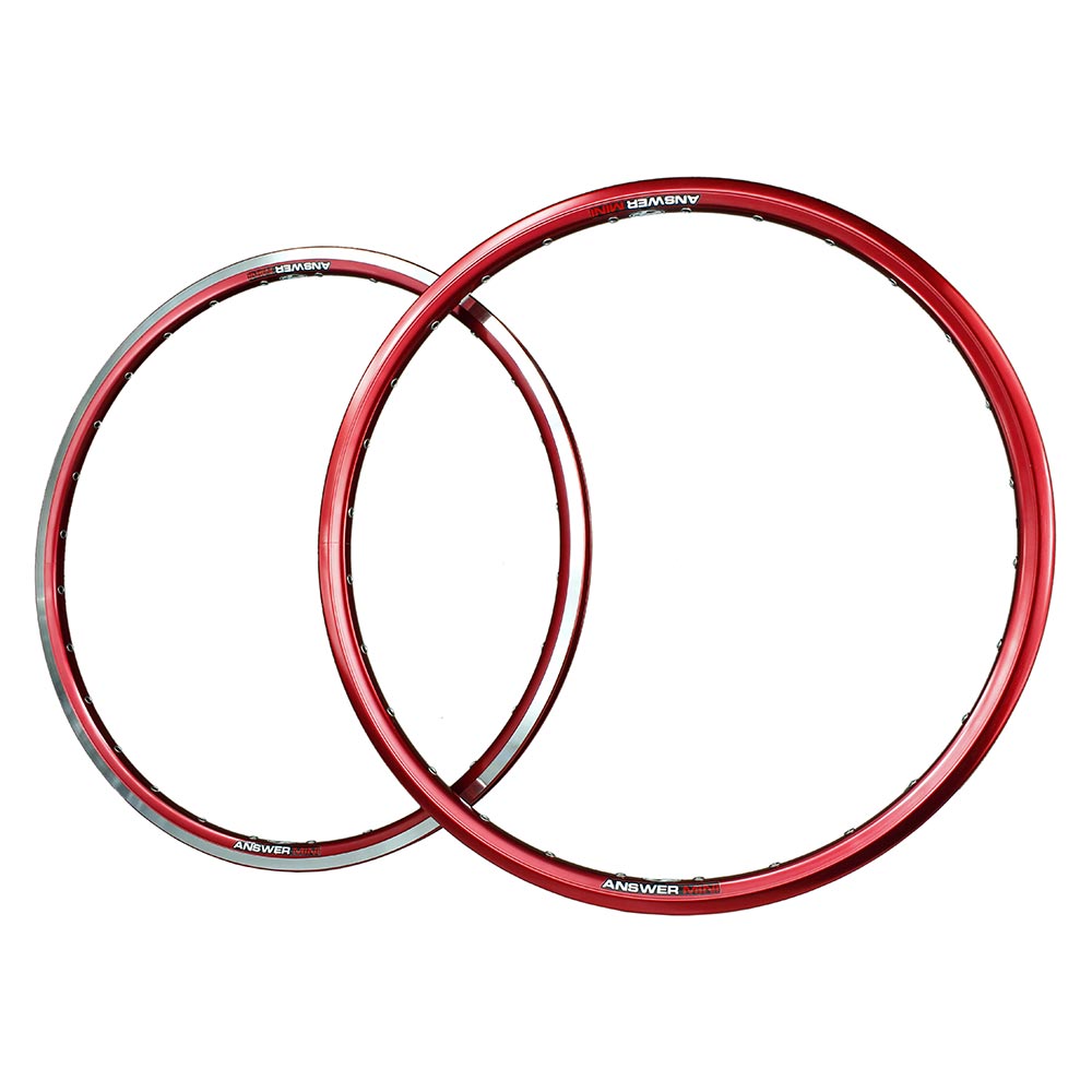 Answer BMX Alumilite Mini Rims - 20 Inch Rear / Red, 20 Inch Front / Red