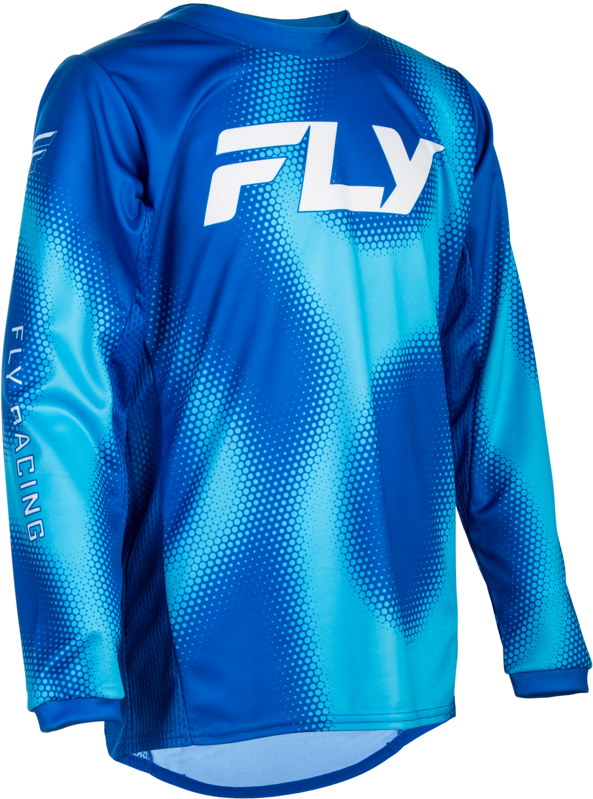 Fly Racing Youth Kinetic Torch Jersey 2027 Light Blue/Blue
