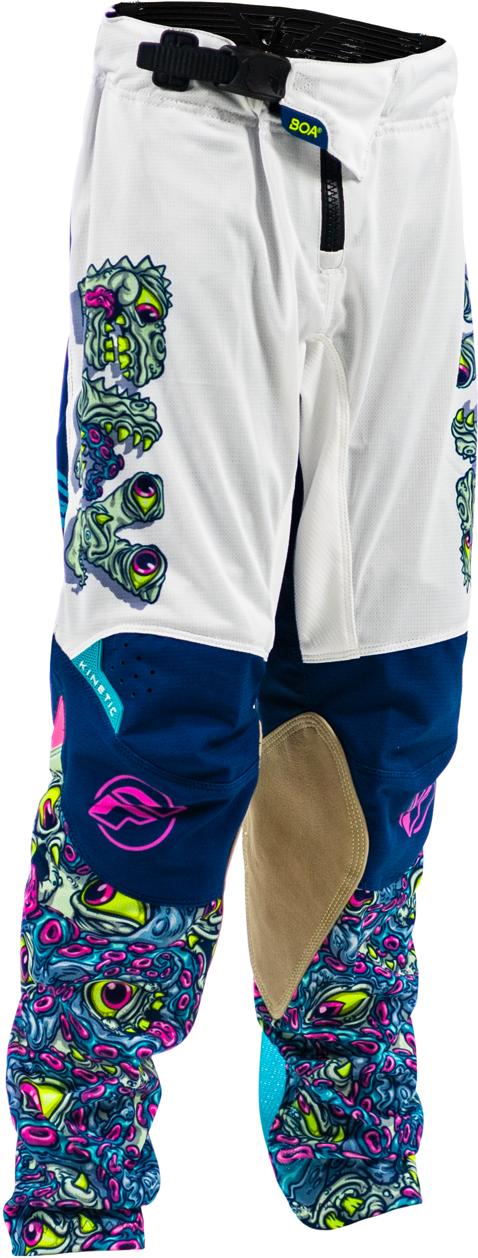 Fly Racing Youth Kinetic Mutant Mesh Pants 2026 White/Blue/Multi