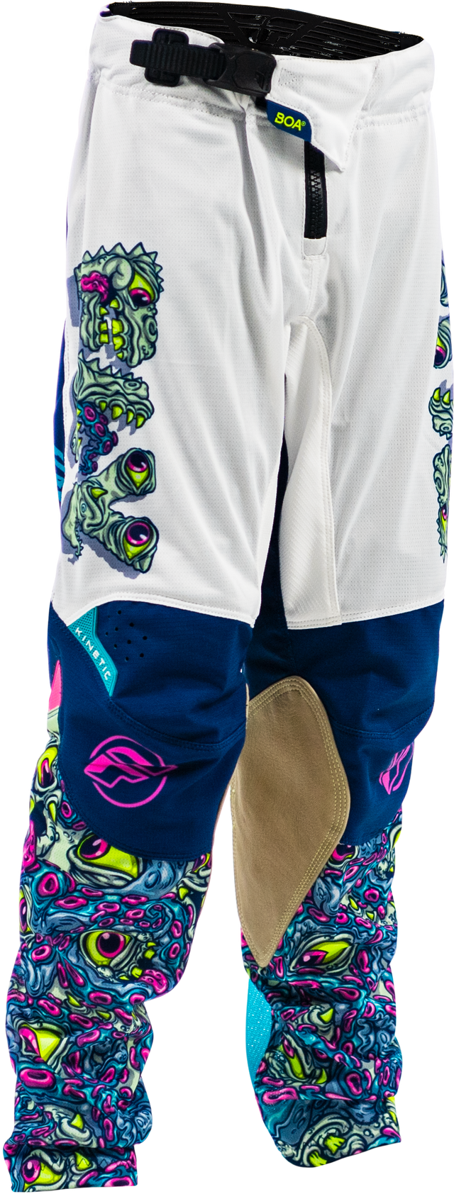 Fly Racing Youth Kinetic Mutant Mesh Pants 2026 White/Blue/Multi