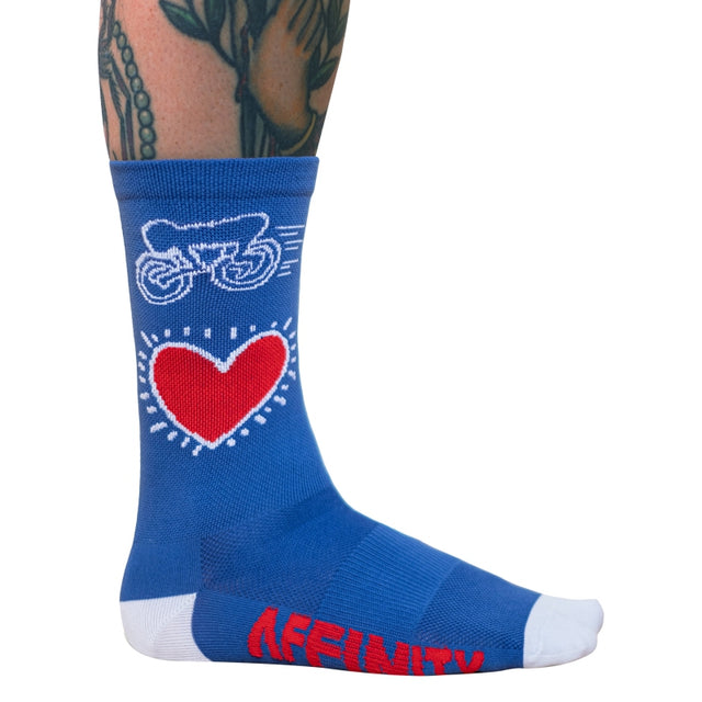 Affinity Keith Haring Cycling Socks  SM/MD Unisex Blue Heart Bike