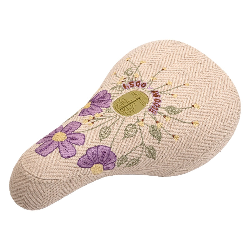 Odyssey X Bloom BMX Seat - Pivotal Cream Corduroy w/ Floral Embroidery Fat