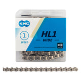 KMC HL1 Wide Chain - Single Speed 1/2" x 1/8" 100 Links Half Link Chain Silver