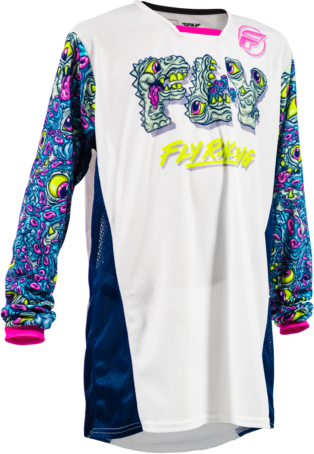 Fly Racing Youth Kinetic Mutant Mesh Jersey 2026 White/Blue/Multi