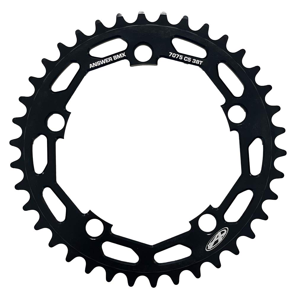 Answer Typhoon C5 5-bolt Chainring - Black / 38t