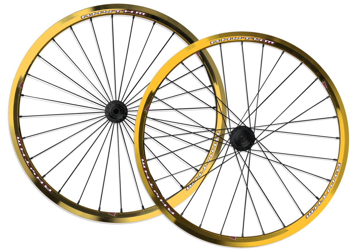 Crupi Parts Custom Wheels Gold Rim / Black Hub / Silver Nipple Custom 20 x 1-3/8" Crupi 28H Wheelset