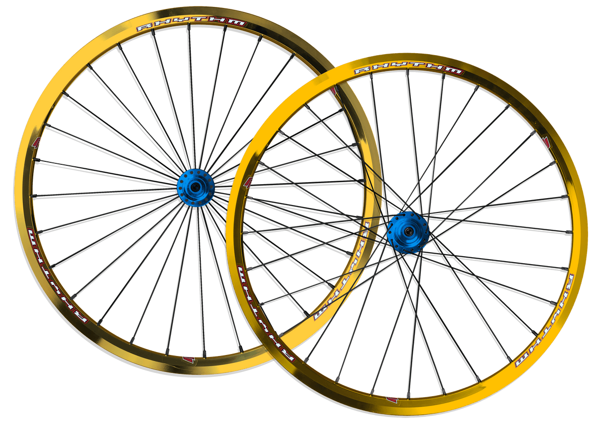 Crupi Parts Custom Wheels Gold Rim / Blue Hub / Silver Nipple Custom 20 x 1-3/8" Crupi 28H Wheelset