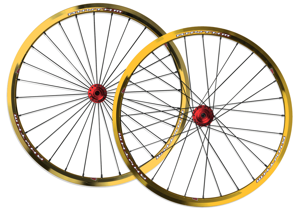 Crupi Parts Custom Wheels Gold Rim / Red Hub / Silver Nipple Custom 20 x 1-3/8" Crupi 28H Wheelset