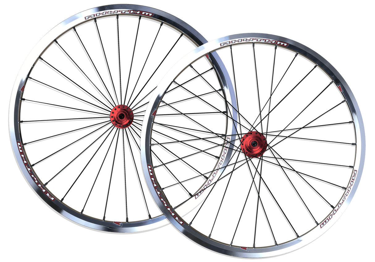Crupi Parts Custom Wheels 20 x 1-1/8 x 28H / Polished / Red Custom 20" Crupi 28H Disc Wheels