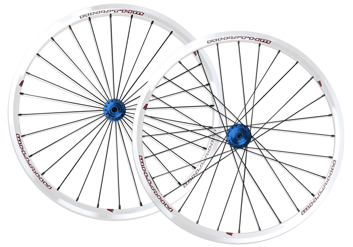 Crupi Parts Custom Wheels White Rim / Blue Hub / Silver Nipple Custom 24 x 1-3/8" Crupi 28H Cruiser Wheelset