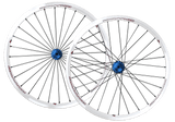 Crupi Parts Custom Wheels White Rim / Blue Hub / Silver Nipple Custom 24 x 1-3/8" Crupi 28H Cruiser Wheelset