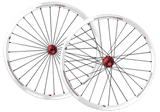 Crupi Parts Custom Wheels White Rim / Red Hub / Silver Nipple Custom 24 x 1-3/8" Crupi 28H Cruiser Wheelset