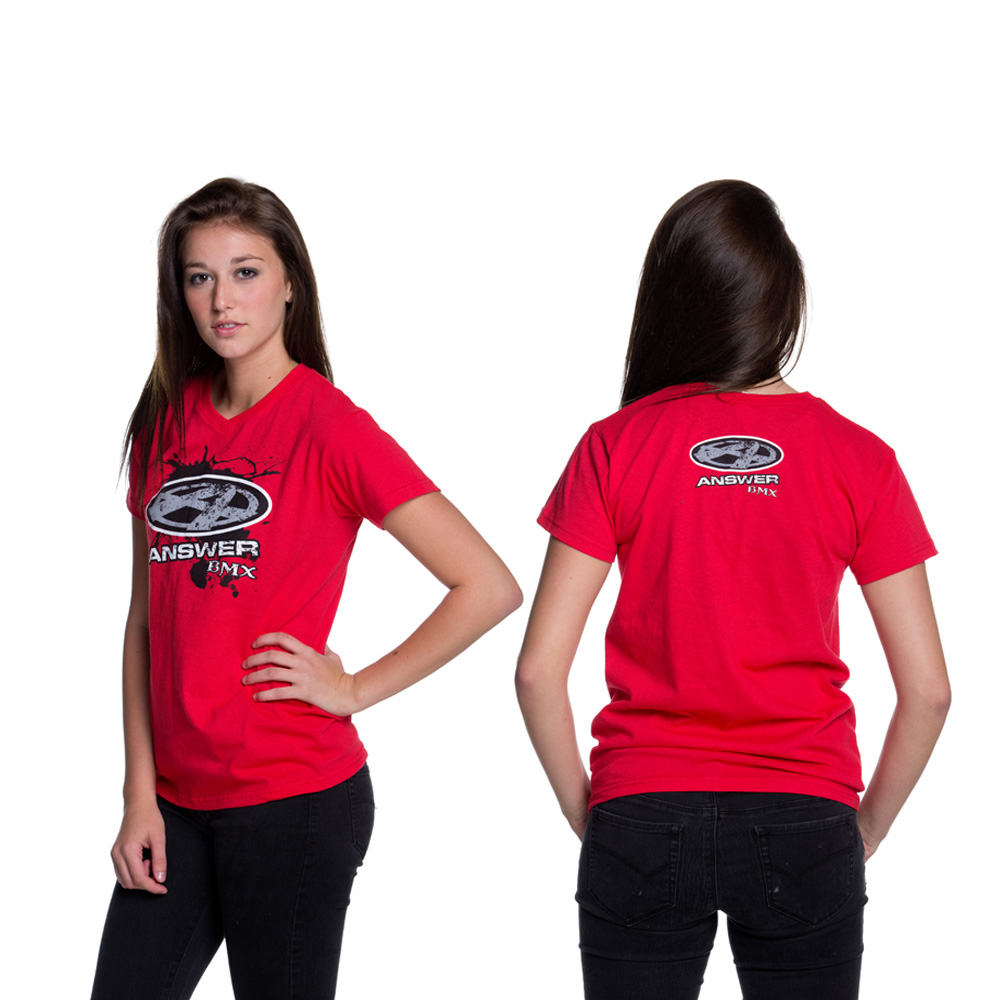Ladies V-Neck Tee – Red - Ladies L, Ladies M, Ladies S