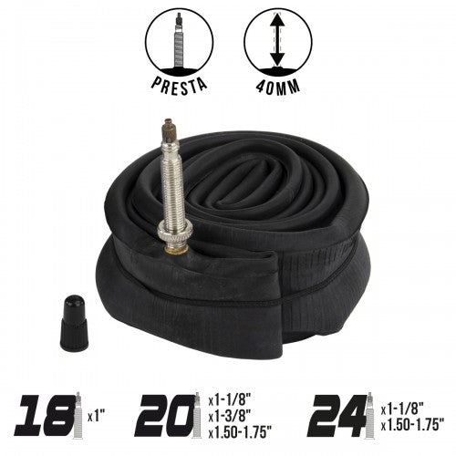 Excess tube with 40mm presta valve - 24 1 1 8 Presta, Os20 1 5 1 75 Presta, 20 1 5 1 75 Presta, 18 1 Presta, 20 1 1 8 Presta, 20 1 3 8 Presta
