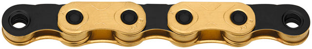 KMC X-Flat Waxed Chain - 12/13-Speed 126 Links Compatible SRAM T-Type AXS Systems Ti Gold/BLK