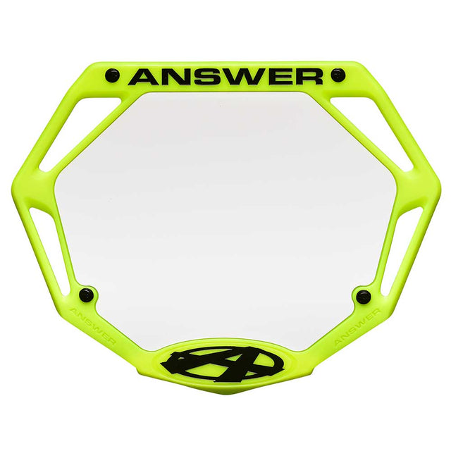 ANSWER BMX Pro 3D Number Plate - Flo Yellow