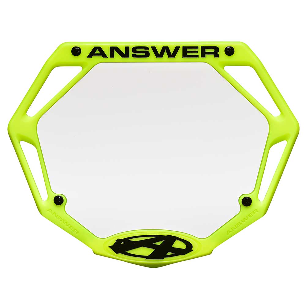 ANSWER BMX Mini 3D Number Plate - Flo Yellow