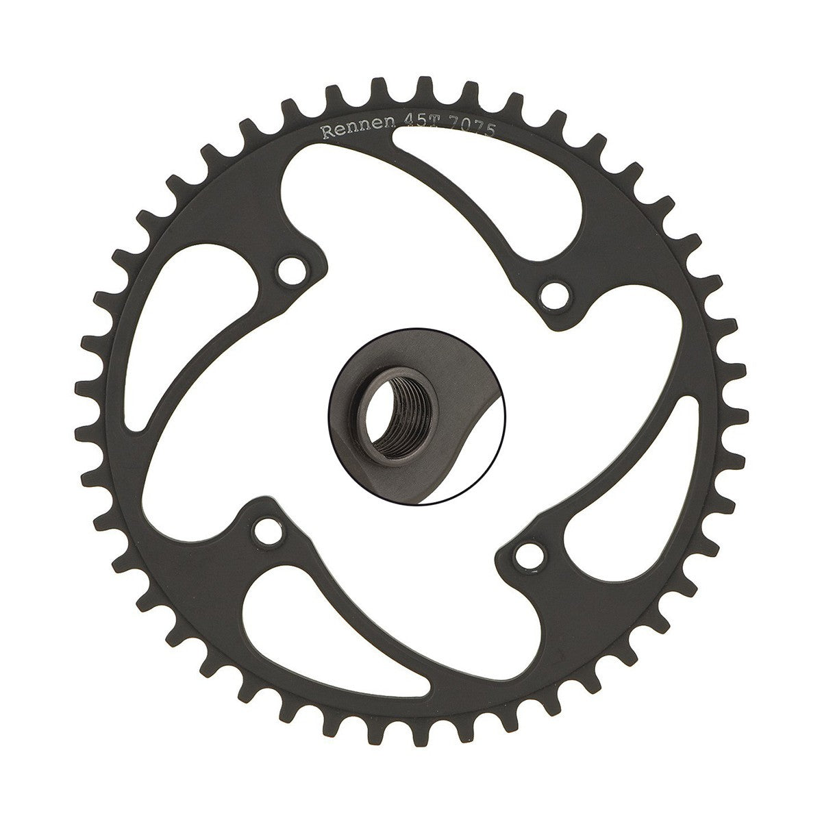Rennen - 4 Bolt 104mm BCD Threaded Chainring - Black